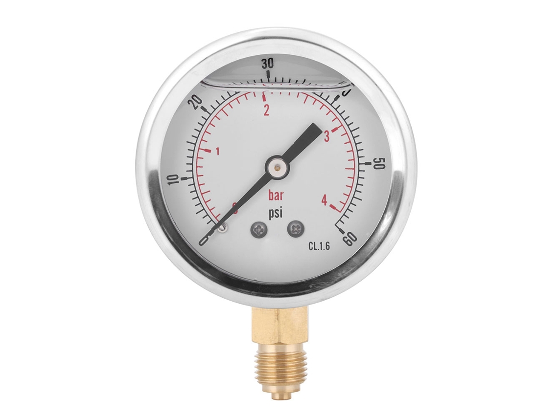 Manômetro De Pressão Radial Cheio De Óleo 1/4bsp 4bar Para Maquinaria