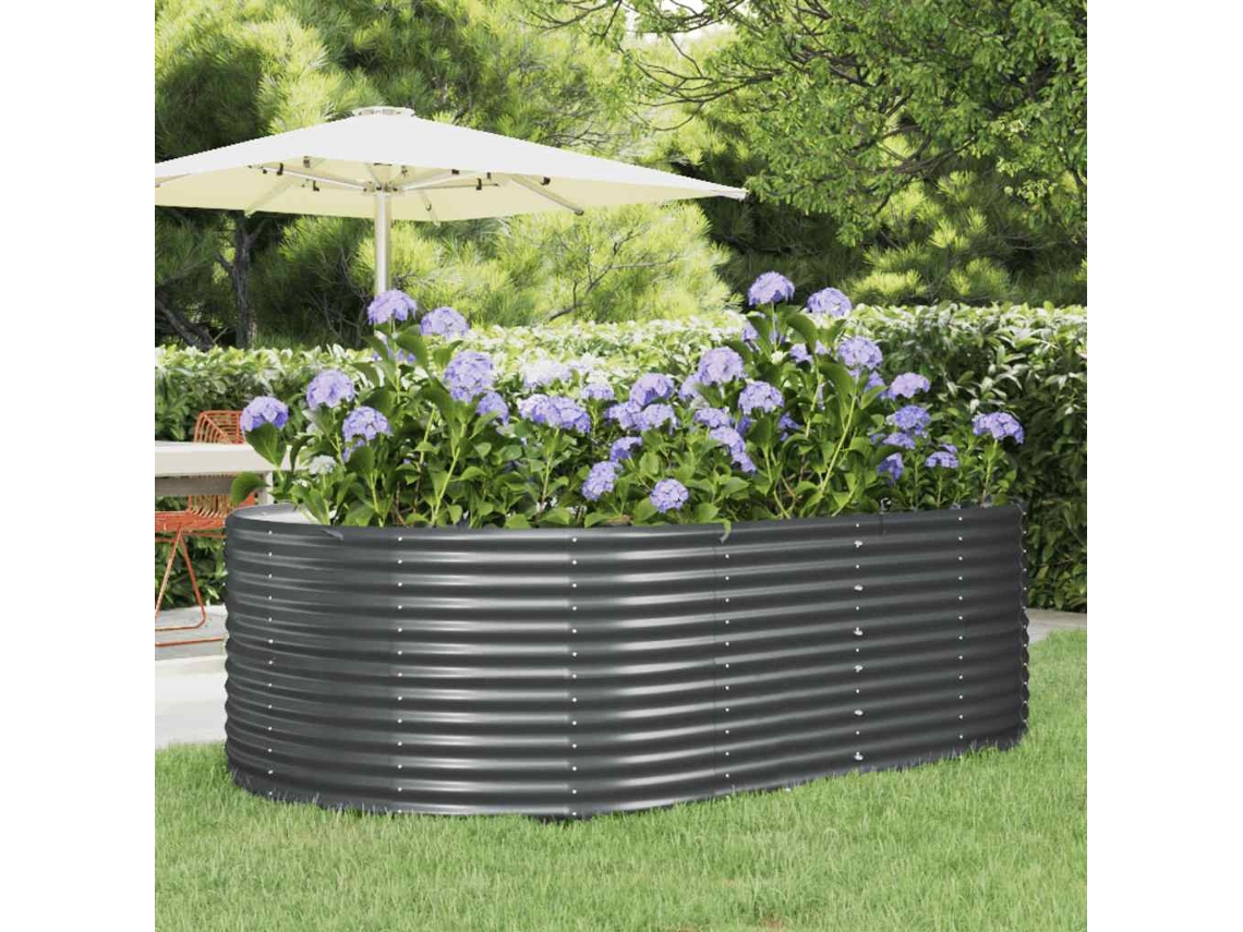 Vidaxl Canteiro Elevado De Jardim 212x140x68 Cm, Antracite, Aço Galvanizado