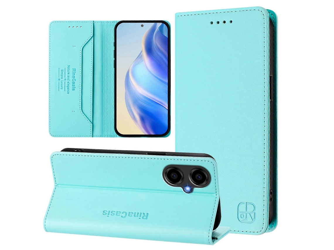 Capa De Couro Para Celular Rc01 Com Dupla Dobra Magnética E Rfid