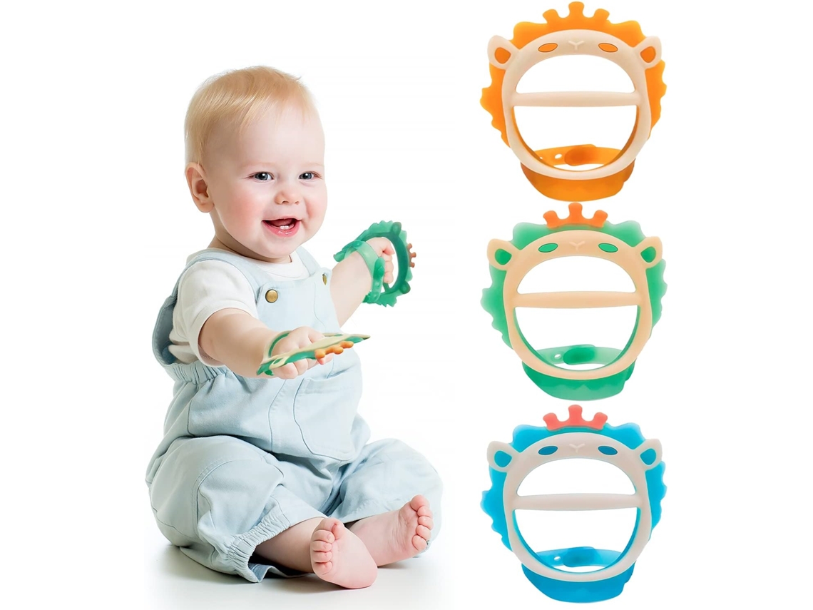 Brinquedos de Dentição para Bebês 0-6 e 6-12 Meses Mordedores 3 Pacotes Sem Bpa Silicone Não Tóxico Ecológico Pulseira Ajustável Mast