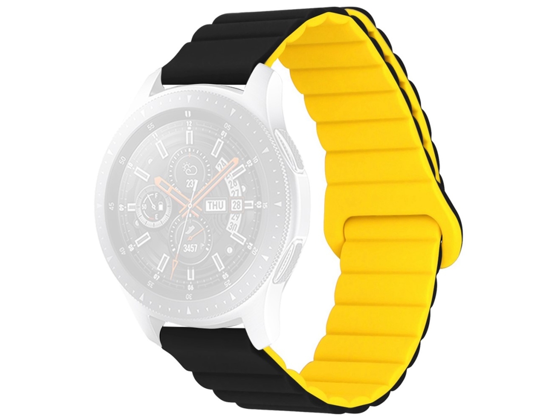 Bracelete Silicone Magnético 22Mm para Haylou Rt/Rt2/Gst/Gs/Rs3/Huawei Watch 3/Xiaomi Watch S1/S1 Active Preto/Amarelo
