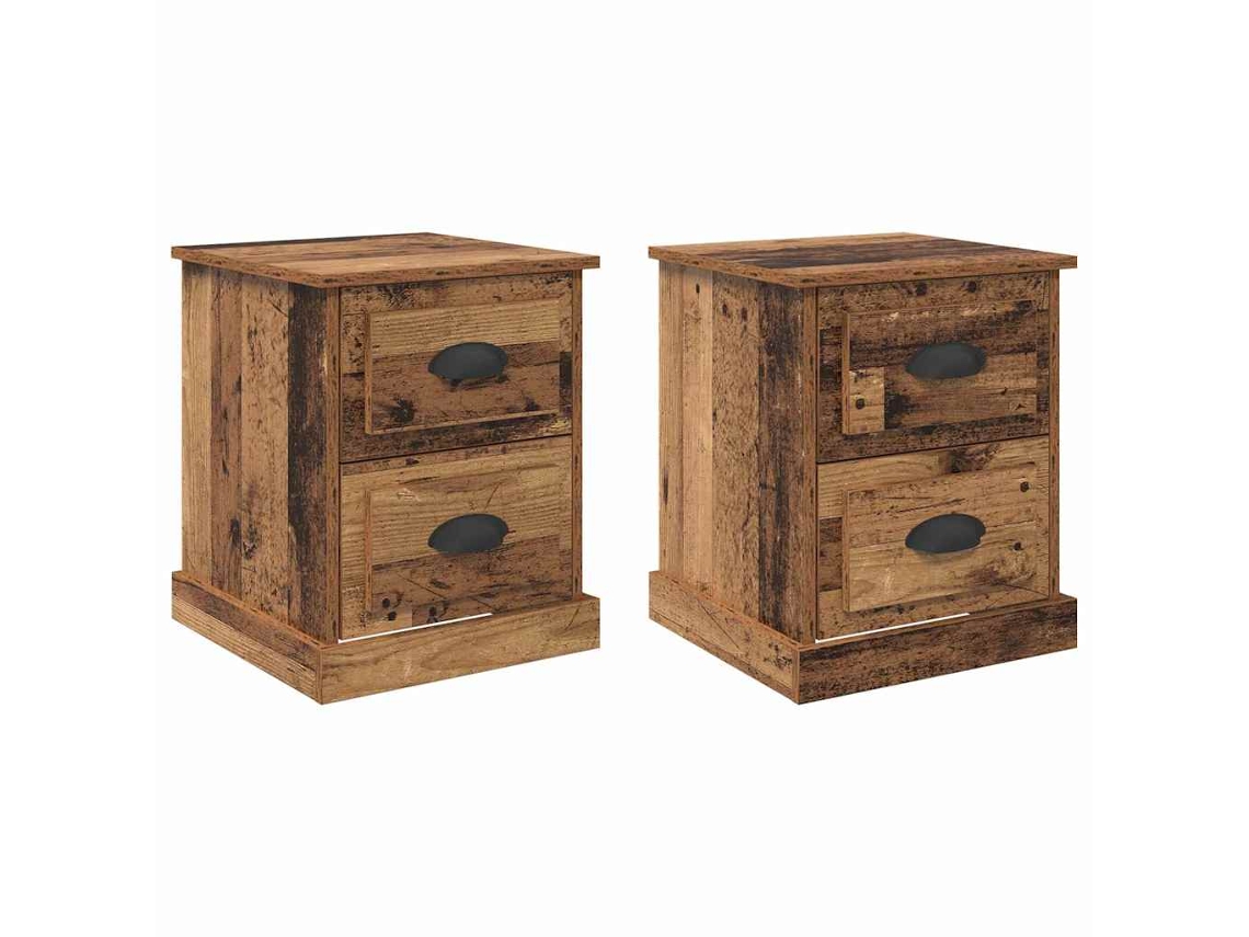 Conjunto de Armários de Cabeceira 2 Pcs Madeira Antiga 39x39x47,5 cm MAISON EXCLUSIVE