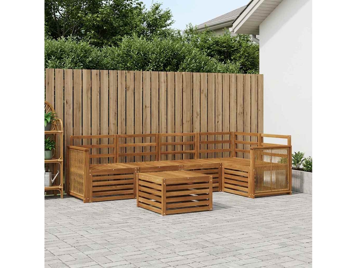 Vidaxl Conjunto De Sofás Para Exterior 5 Unid. Natural