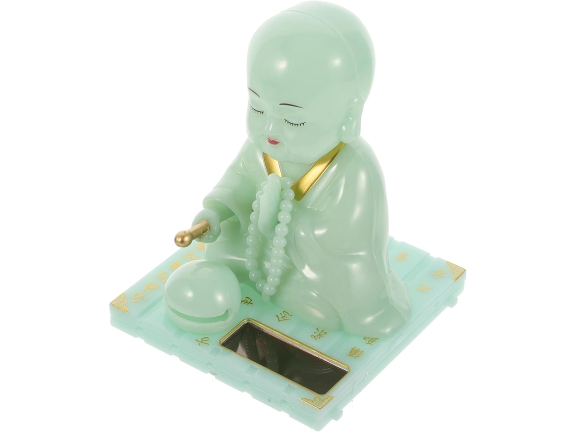 Estátua de Buda Solar para Interior de Carro, Decoração Exclusiva em Plástico