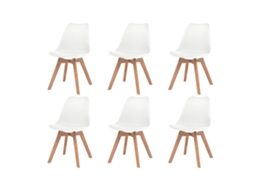 Vidaxl Cadeiras De Jantar 6 Pcs Plástico Branco