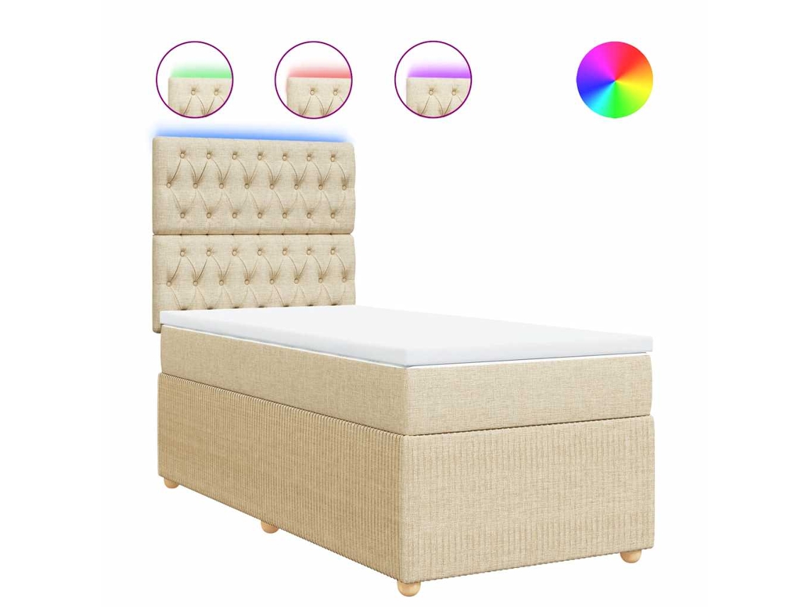 Cama com Molas/colchão 90x200 Cm Tecido Cor Crème MAISON EXCLUSIVE