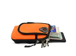 Bolsa De Braço Impermeável Para Esportes E Fitness Com Entrada Para Fone De Ouvido, Cor Laranja Premium.