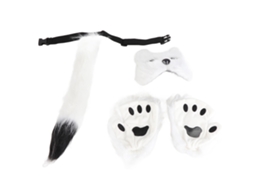 Conjunto de máscara, luvas e cauda de raposa para cosplay e Halloween, acessórios artesanais | S/MARCA