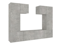 Conjunto de 6 Tv Madeira Moveis Processados Cinzento Cimento MAISON EXCLUSIVE