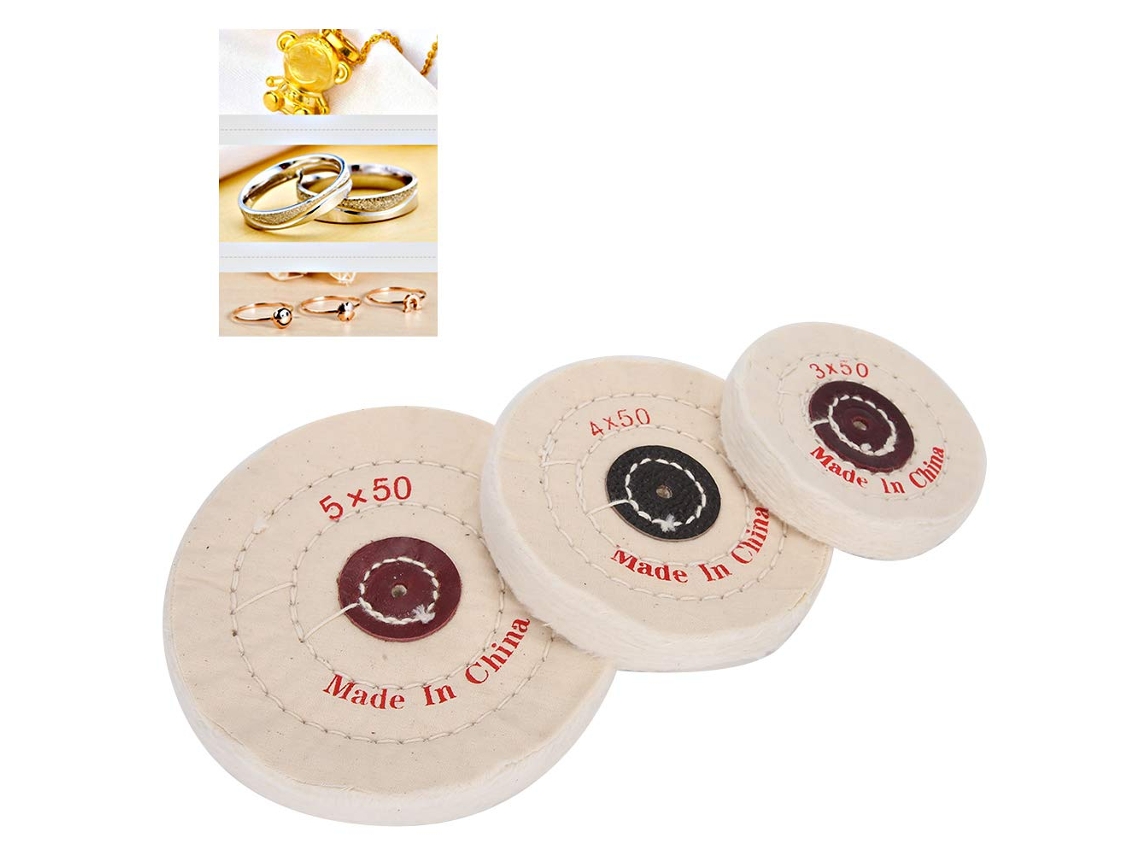 Kit De Rodas Polimento Para Acabamento Joias, 3-rodas De Pano 3, 4e 5-polegadas Para Polimento Completo