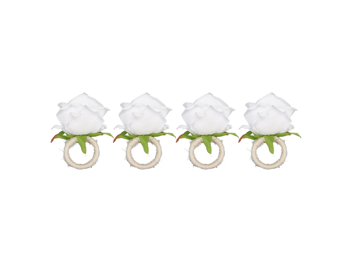 Conjunto de 4 Anéis de Guardanapo Rosa Simulada, Plástico Reutilizável, Design Vinha para Mesa com S/MARCA