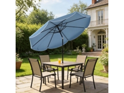 Guarda-sol Redondo Com 3 Níveis De Inclinação E Manivela, 8 Varetas Ø265x235h Cm, Cor Azul Céu