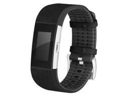Pulseira de relógio inteligente em TPU respirável e couro bovino para Fitbit Charge 2/Charge 2 HR Ebike