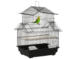 Gaiola para Pássaros S/MARCA com 3 portas, bandeja removível, alça, 50,5x41x63 cm, preta
