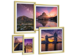 Conjunto De Pinturas Paisagens De Cidades Montanhas À Noite Espelharte (5 Peças)