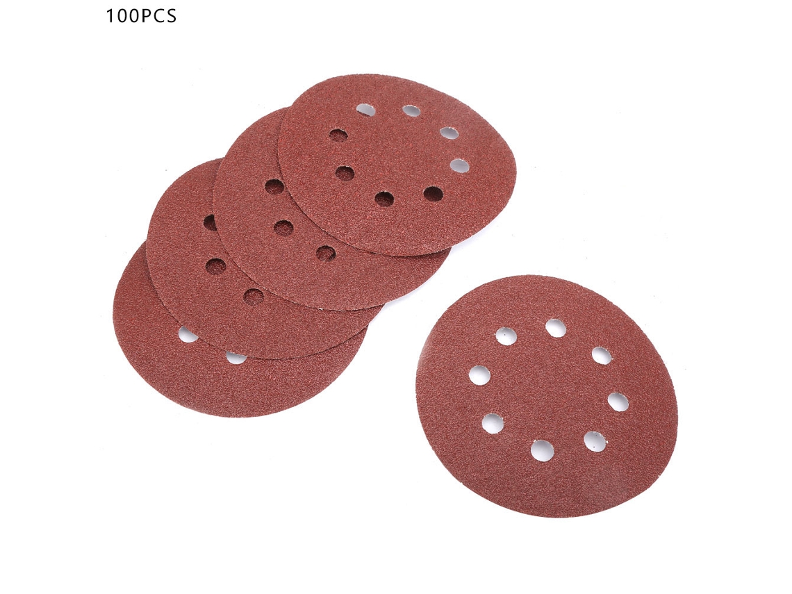 100 Piezas De Lija De 125mm Con 8 Agujeros Para Lijadora Eléctrica, Lija Abrasiva 40 Para Lijado Y Pulido