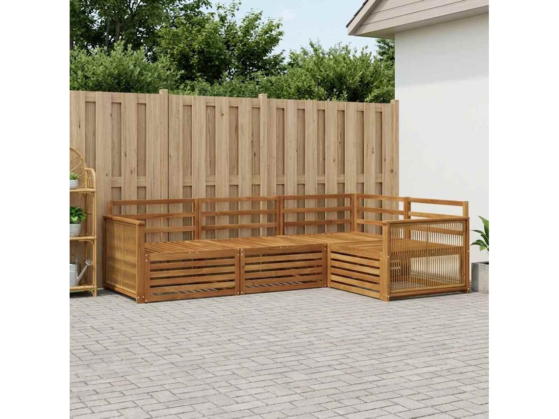 Vidaxl Conjunto De Sofás Para Exterior 4 Pcs Natural