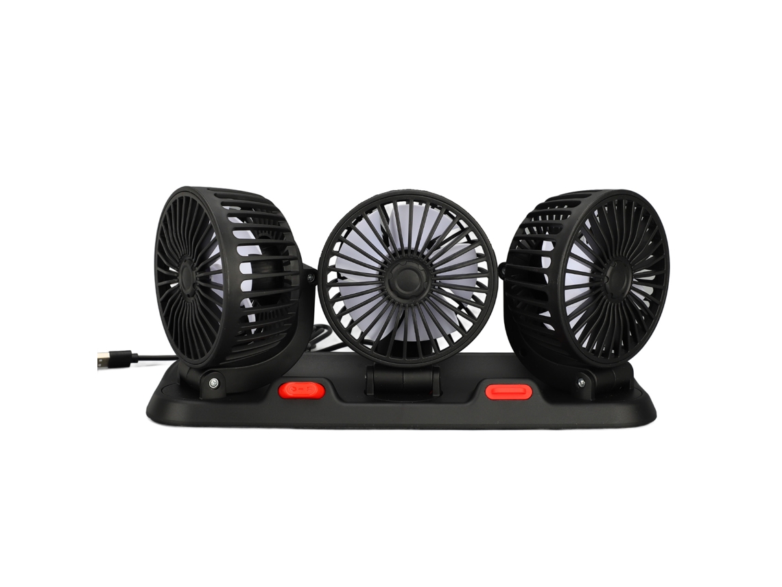Fan Usb Tripla Para Carro Laxiscreed Com Duas Velocidades E Rotação De 360 Graus