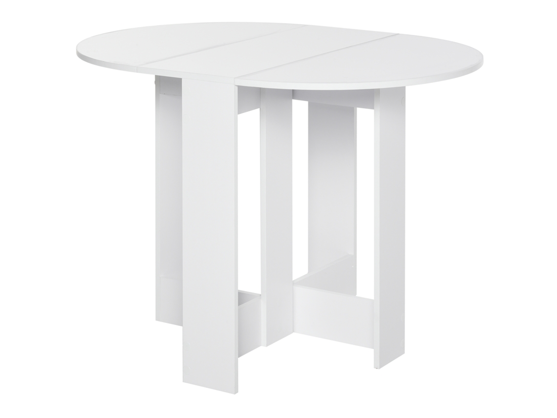 Mesa Dobrável De Madeira Com 2 Abas Extensíveis, Mesa De Cozinha Compacta Para Sala De Jantar, 104x76x73,7 Cm, Branco