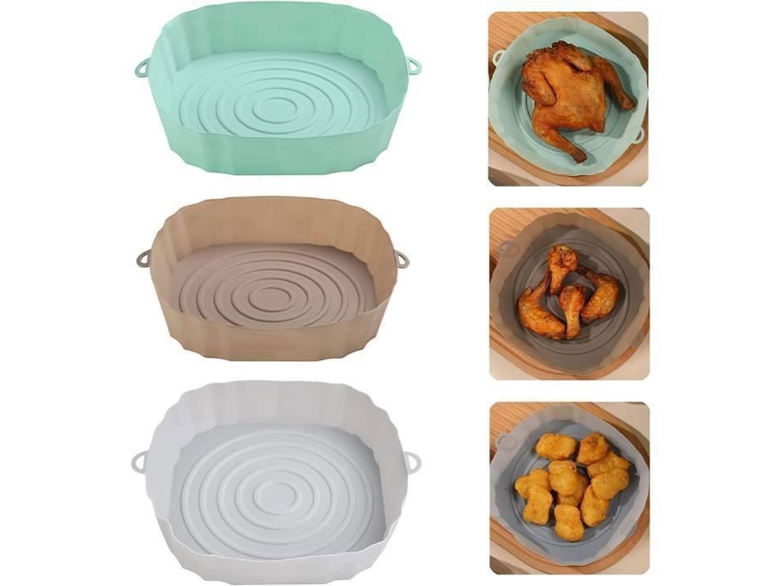 Acessórios Para Airfryer, Formas De Silicone, Conjunto De 3, Silicone, 20 Cm, Resistentes A Altas Temperaturas