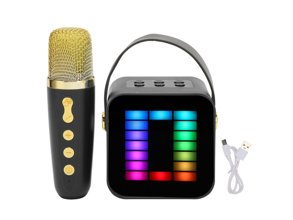 Mini Máquina de Karaokê Bluetooth com Microfone RGB Chip Digital | S/MARCA