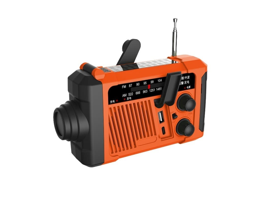 RÁDIO RECEPTOR AQUAFORGE de emergência fm/am com célula solar e lanterna sos, uso externo