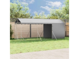 Vidaxl Canil De Exterior Com Teto 2x6x2,5 M Aço Galvanizado Prateado