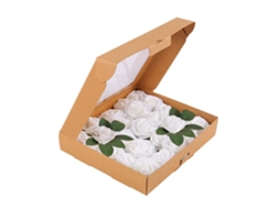 Laxiscreed Caixa Presente Com Rosa Artificial Branca Para Decoração E Arranjos Florais