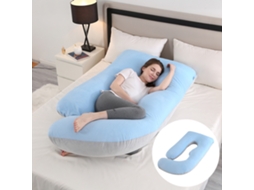 Almofada de Gravidez, Almofada para Dormir de Suporte Integral para o Corpo com Capa Removível,azul Celeste Cinza/155x75x60cm DIGITALLAB
