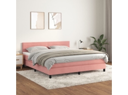 Vidaxl Cama Com Molas/colchão 160x200 Cm Veludo Rosa
