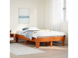Cama De Casal | Camas Para Quarto | Cama Sem Colchão 135x190 Cm Madeira Pinho Maciça Castanho-mel