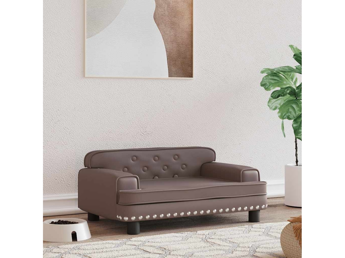 Vidaxl Cama 70x45x30 Cm Couro Artificial Castanho