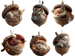 6pcs Decorações De Madeira Em Forma De Animais, Ornamentos 2d Em Forma De Animais,