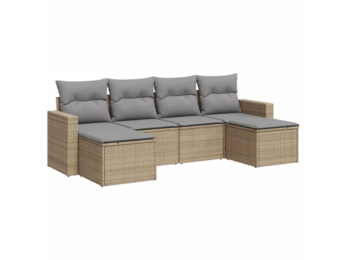 Maison Exclusive - 6 Pcs Conjunto De Sofás P/ Jardim Com Almofadões Vime Pe Bege