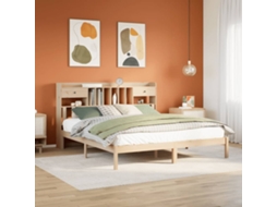 Vidaxl Cama Com Estante Sem Colchão 180x200 Cm Pinho Maciço