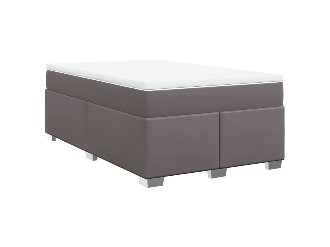 Cama com Molas e Colchão Couro Artificial Cinzento MAISON EXCLUSIVE (120x200 cm)