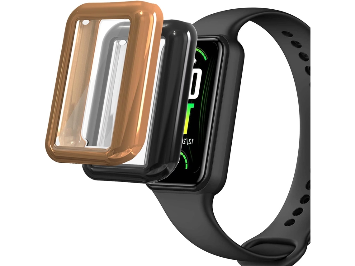 Conjunto de Películas de Ecrã Protetora Completa Alta Transparência para Amazfit Band 7 HONGWE. Pele Sintética Preto (2un)