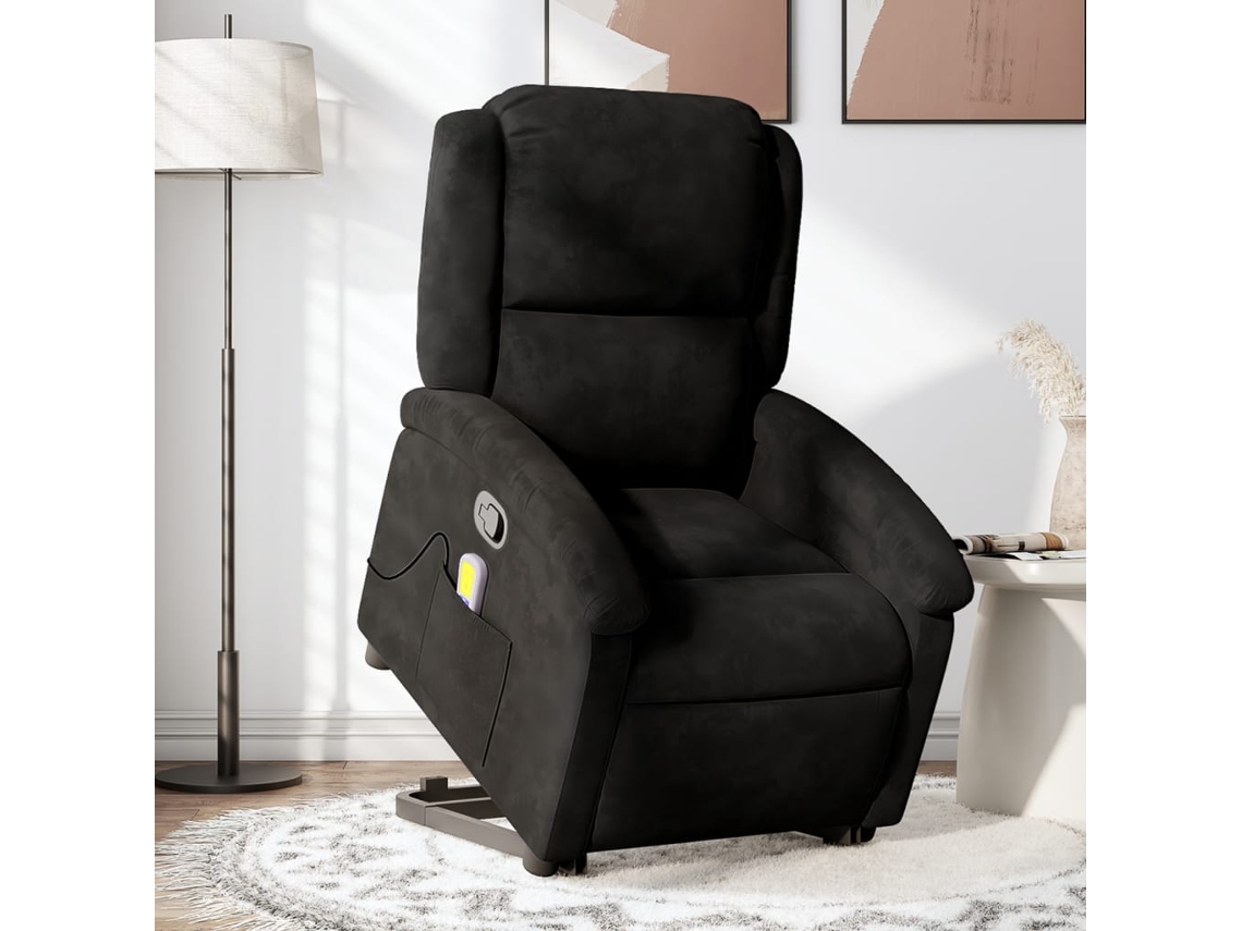 Poltrona elevatória de massagens veludo preto