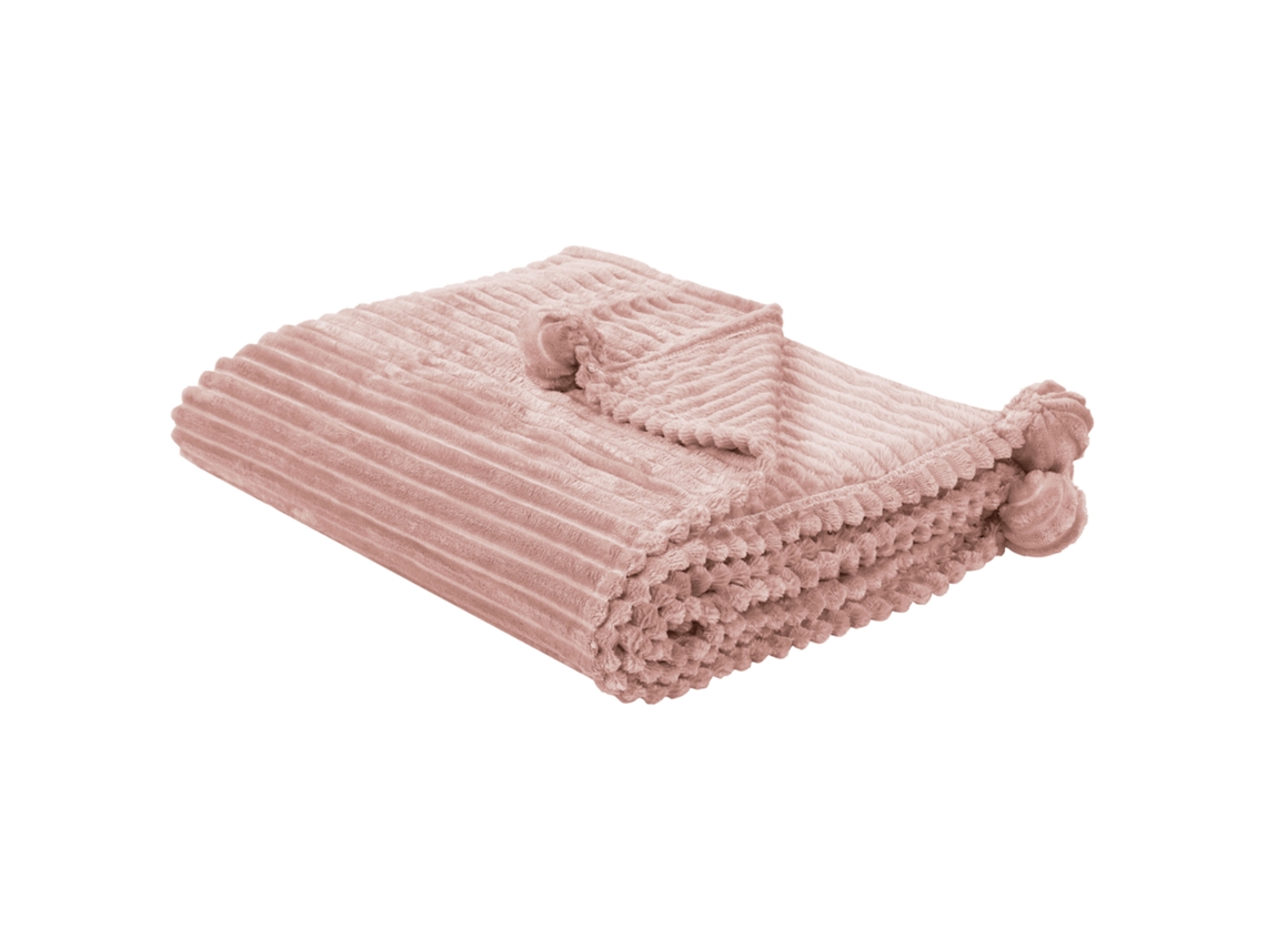 Manta Decorativa Beliani Kaweri De Poliéster Rosa 150x200x0.5