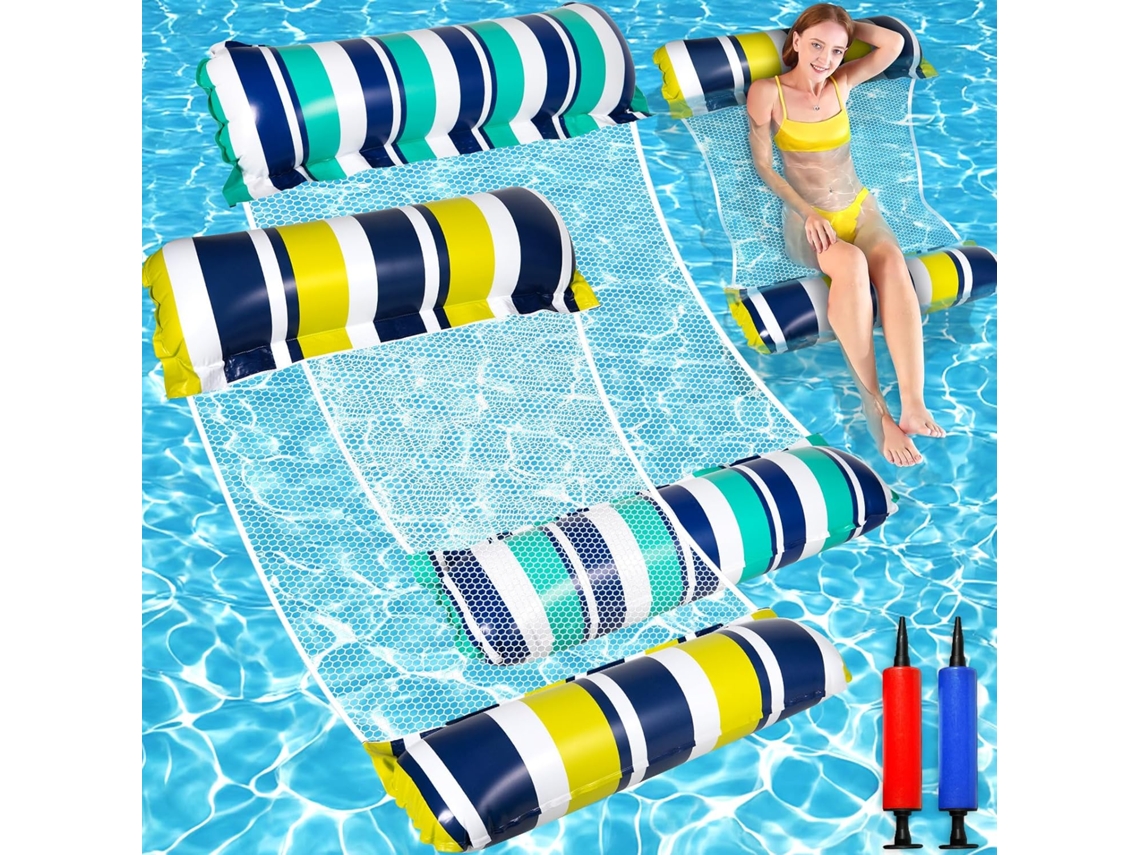 2pcs Rede Flutuante Inflável Para Piscina ,chrui (azul Amarelo, Azul Verde)