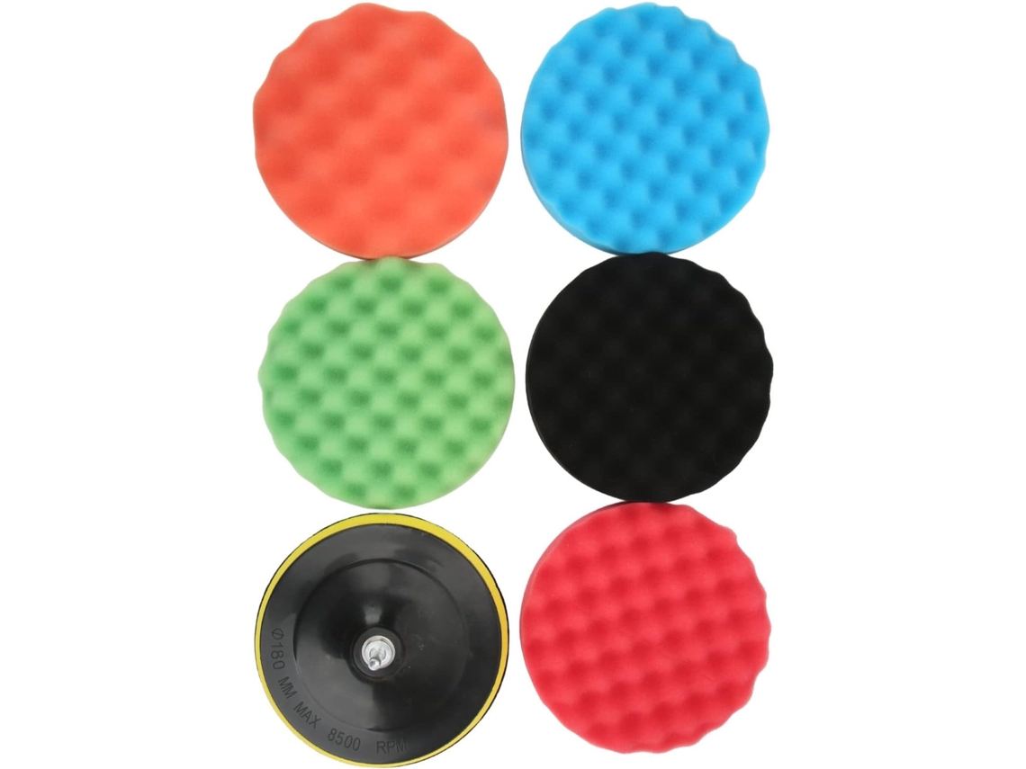 Conjunto De 7 Esponjas Polimento Lã Polegadas Com Adaptador Para