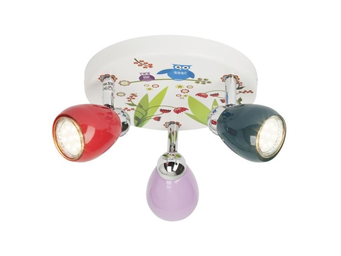 Luminária de Teto Infantil Led BRILLIANT com 3 Luzes Pássaros Padrão Natural Diâmetro 31 Cm Gu10 3W Branco