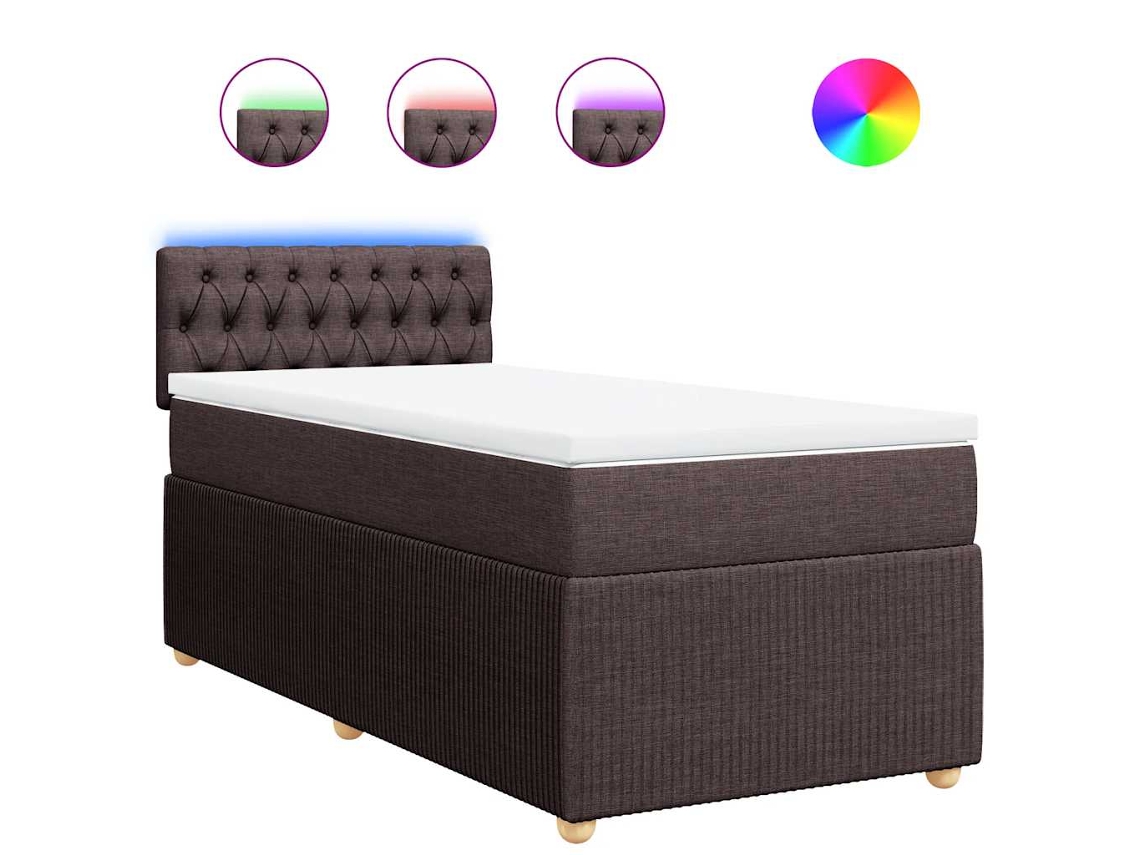 Cama com Molas e Colchão Tecido Castanho Escuro MAISON EXCLUSIVE (80x200 cm)