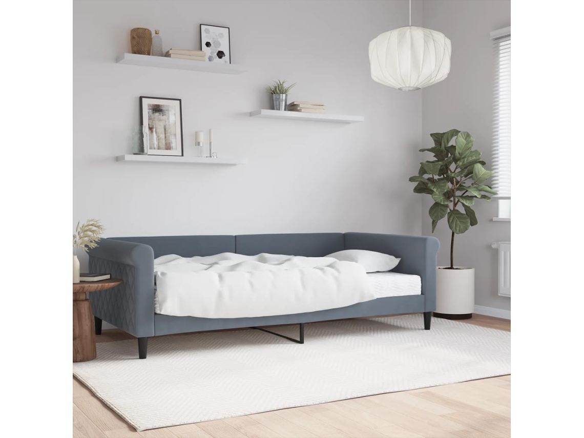 Sofá Cama con Colchón 100x200 cm Terciopelo Gris Oscuro