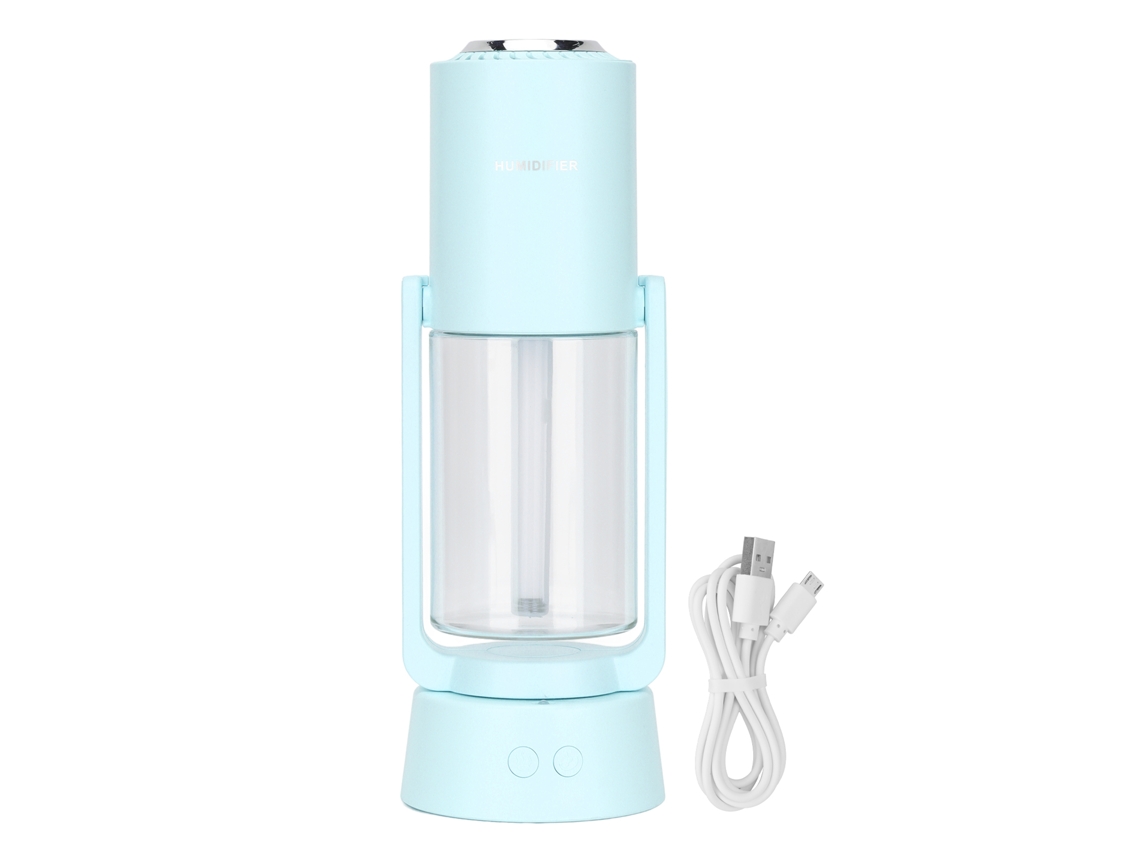 Umidificador Mini Portátil Usb Silencioso Com Luz Noturna E Ions Negativos Para Quarto Escritório Carro Azul Claro