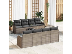 Vidaxl Conjunto De Sofá De Jardim Com Almofada 9 Pcs Cinzeto