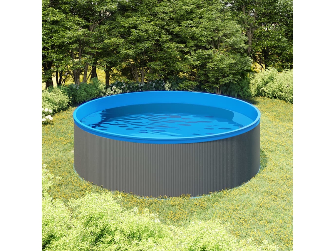 Vidaxl Piscina Splasher C/ Skimmer E Bomba Suspensa 350x90cm Cinzento