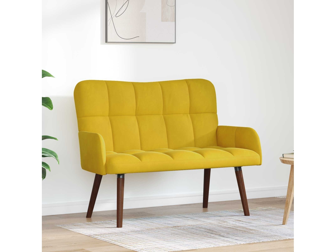 Vidaxl Sofá Para 2 Pessoas Amarelo 115 X 61 X 87 Cm Veludo