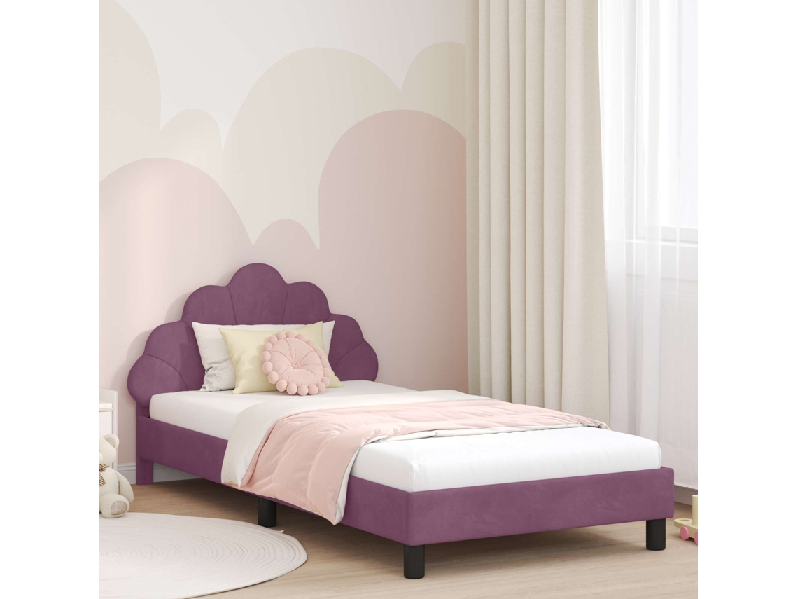 Vidaxl Estrutura De Cama Infantil Com Cabeceira Roxo 90 X 200 Cm