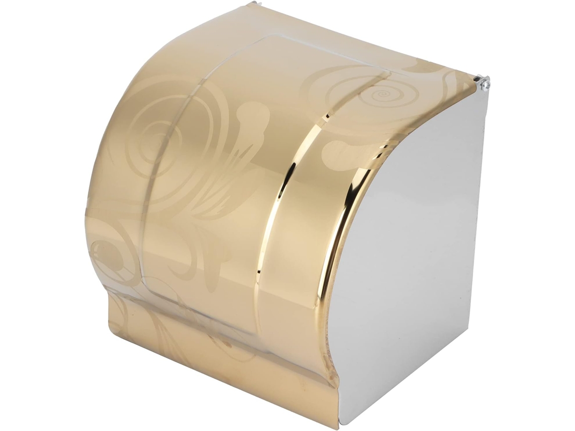 Suporte Para Papel Higiênico Com Tampa Em Aço Inoxidável Dourado Impermeável, Elegante E Suspenso, Ideal Para Banheiros